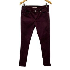 Levi's 711 Skinny Jeans Deep Plum Purple Maroon Midrise Stretch Denim